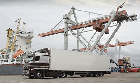 Truck at a Shipping Yard